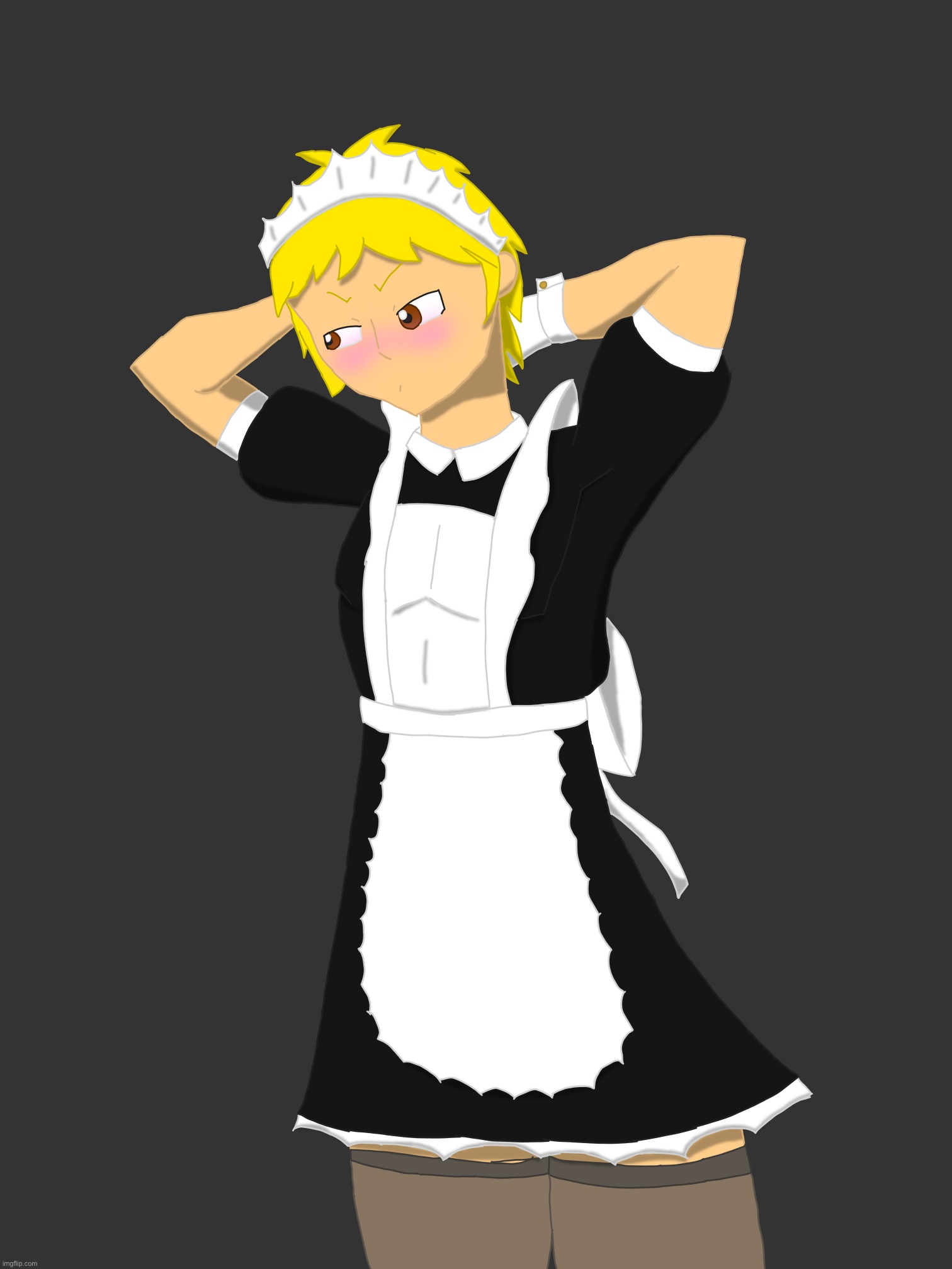 Maid Sunny, now in color | image tagged in maid sunny by pearlfan23 | made w/ Imgflip meme maker