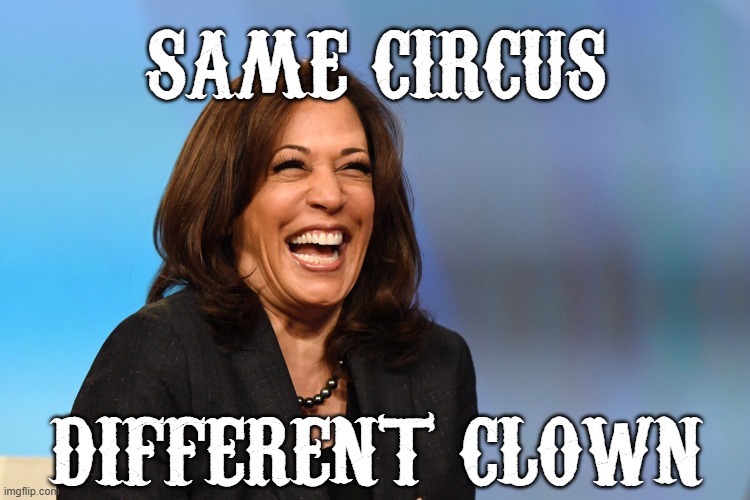 Same Circus Different Clown | SAME CIRCUS; DIFFERENT CLOWN | image tagged in kamala harris laughing | made w/ Imgflip meme maker