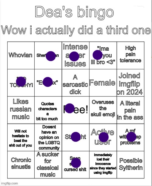 Dea's bingo | image tagged in dea's bingo | made w/ Imgflip meme maker