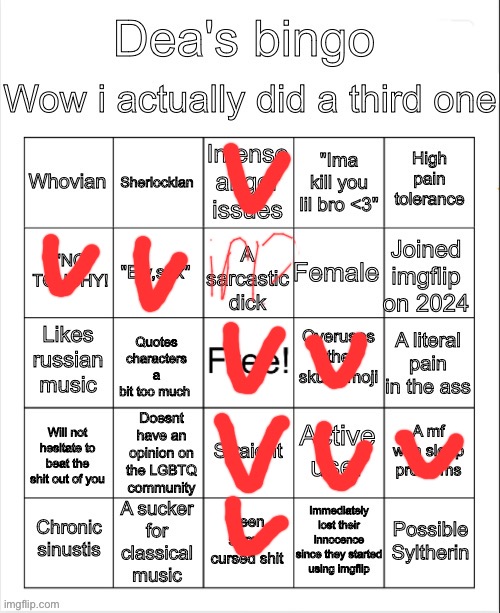 Dea's bingo | image tagged in dea's bingo | made w/ Imgflip meme maker