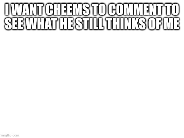 ? | I WANT CHEEMS TO COMMENT TO SEE WHAT HE STILL THINKS OF ME | made w/ Imgflip meme maker