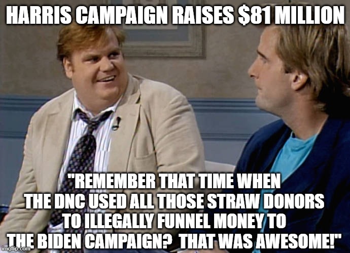 Remember that time | HARRIS CAMPAIGN RAISES $81 MILLION; "REMEMBER THAT TIME WHEN THE DNC USED ALL THOSE STRAW DONORS TO ILLEGALLY FUNNEL MONEY TO THE BIDEN CAMPAIGN?  THAT WAS AWESOME!" | image tagged in remember that time | made w/ Imgflip meme maker