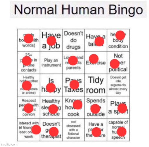 ? | image tagged in normal human bingo | made w/ Imgflip meme maker