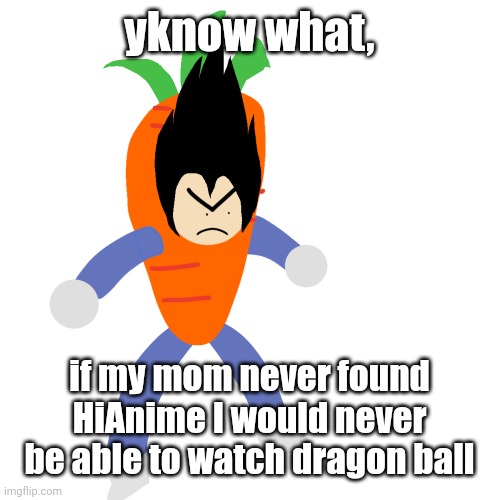 vegetable | yknow what, if my mom never found HiAnime I would never be able to watch dragon ball | image tagged in vegetable | made w/ Imgflip meme maker