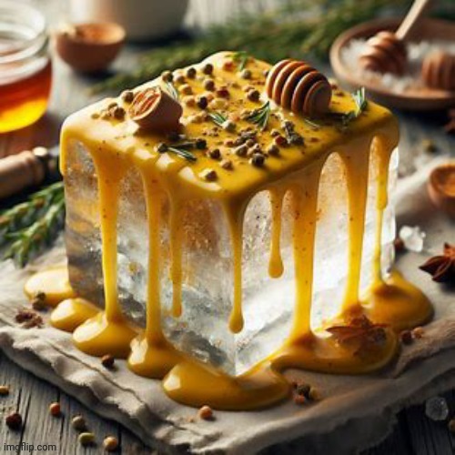Block of ice covered in honey mustard | image tagged in block of ice covered in honey mustard | made w/ Imgflip meme maker