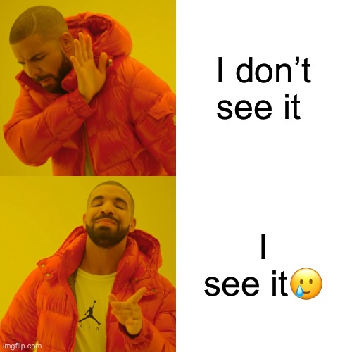 I don’t see it I see it? | image tagged in memes,drake hotline bling | made w/ Imgflip meme maker