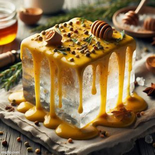 block of ice covered in honey mustard1!1!1!1! | image tagged in block of ice covered in honey mustard | made w/ Imgflip meme maker