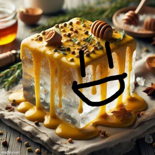 Block of ice covered in honey mustard | image tagged in block of ice covered in honey mustard | made w/ Imgflip meme maker