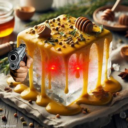 Block of ice covered in honey mustard | image tagged in block of ice covered in honey mustard | made w/ Imgflip meme maker