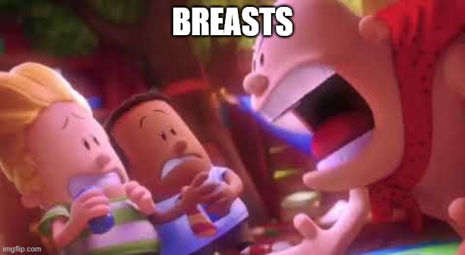 Captain Underpants Scream | BREASTS | image tagged in captain underpants scream,memes,shitpost,oh wow are you actually reading these tags | made w/ Imgflip meme maker