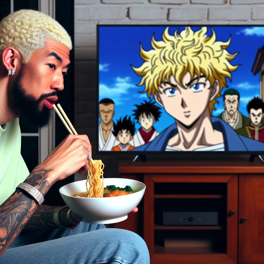 eminem eating deep fried ramen while watching anime Blank Meme Template