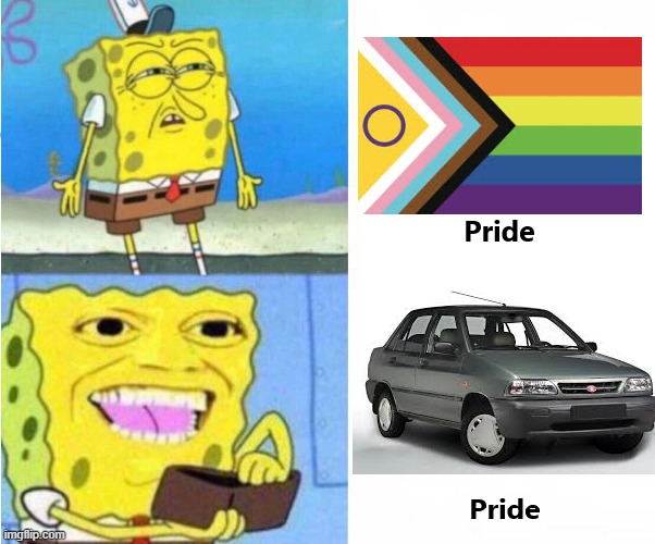 I choose Pride car? | image tagged in iran,iranian,persian,persia,lgbtq,car | made w/ Imgflip meme maker