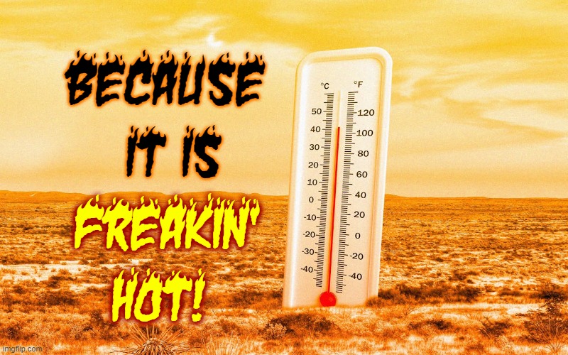 BECAUSE
 IT IS FREAKIN'
HOT! | made w/ Imgflip meme maker