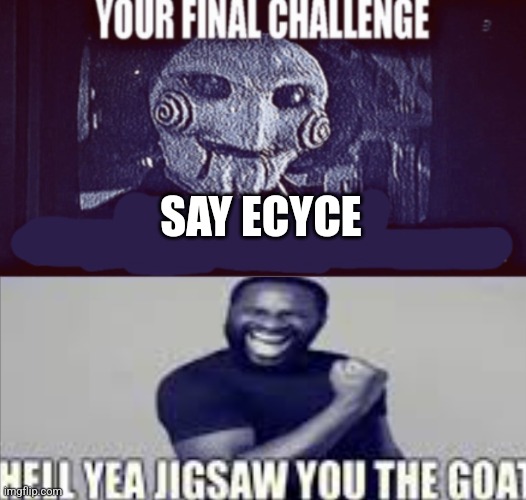 your final challenge alt | SAY ECYCE | image tagged in your final challenge alt | made w/ Imgflip meme maker