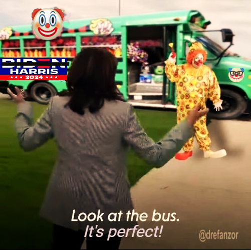 Kamala's campaign bus 2 Blank Meme Template