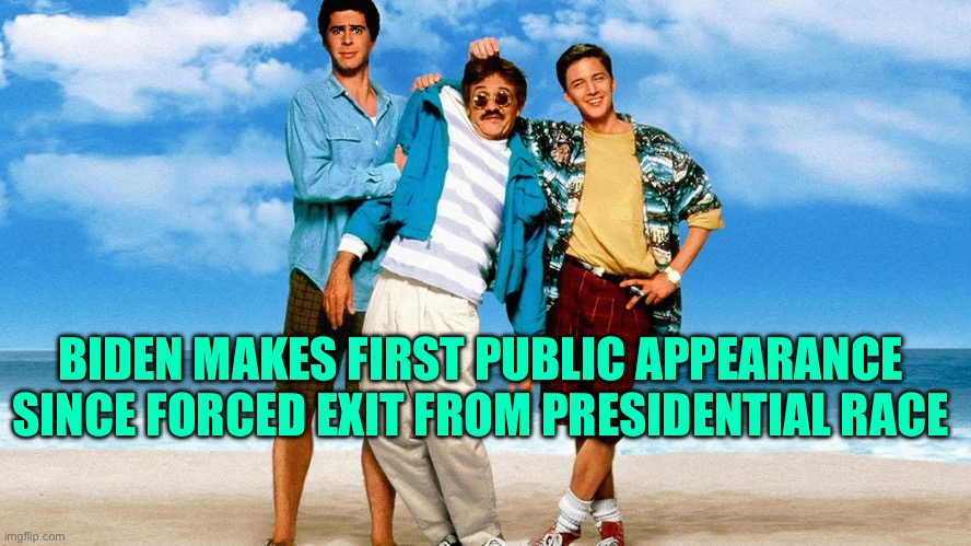 Bernie’s public appearance | BIDEN MAKES FIRST PUBLIC APPEARANCE SINCE FORCED EXIT FROM PRESIDENTIAL RACE | image tagged in w b | made w/ Imgflip meme maker