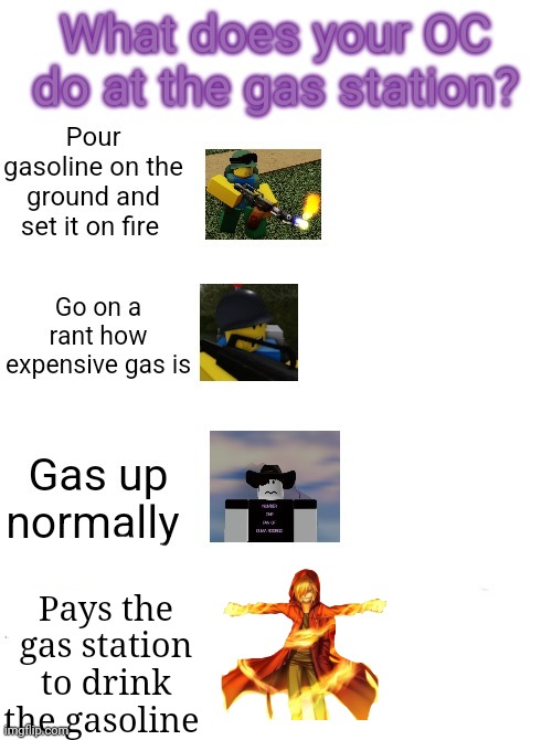 Pays the gas station to drink the gasoline | made w/ Imgflip meme maker