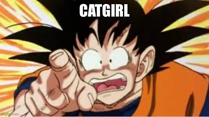Goku shocked | CATGIRL | image tagged in goku shocked | made w/ Imgflip meme maker