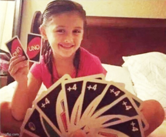 How it feels to play uno no mercy | image tagged in girl with two uno cards | made w/ Imgflip meme maker
