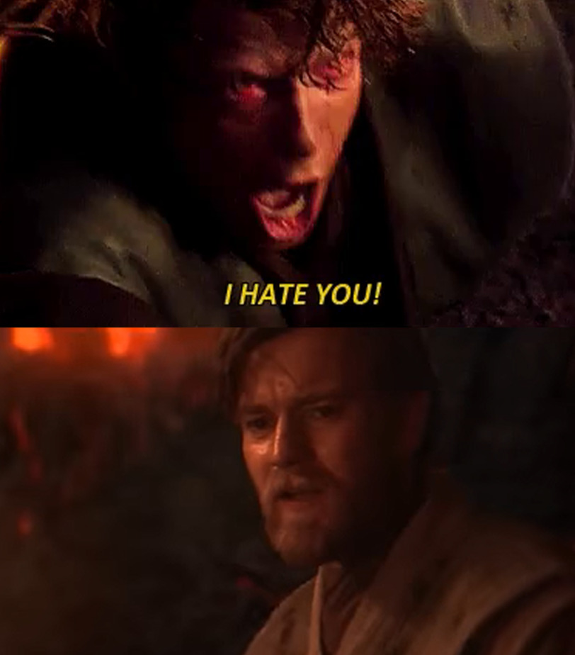 High Quality Anikan Obi Wan I HATE YOU Blank Meme Template