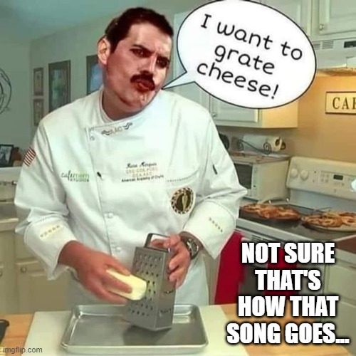 Freddie Sings | NOT SURE THAT'S HOW THAT SONG GOES... | image tagged in queen | made w/ Imgflip meme maker