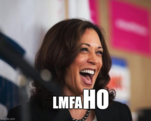 cackling kamala harris | HO; LMFA | image tagged in cackling kamala harris | made w/ Imgflip meme maker