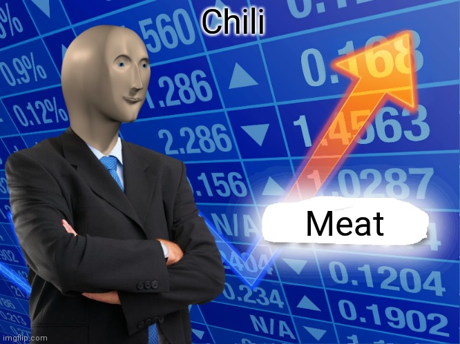 Empty Stonks | Chili; Meat | image tagged in empty stonks | made w/ Imgflip meme maker