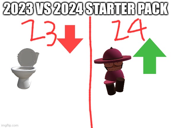 Blank White Template | 2023 VS 2024 STARTER PACK | image tagged in blank white template | made w/ Imgflip meme maker