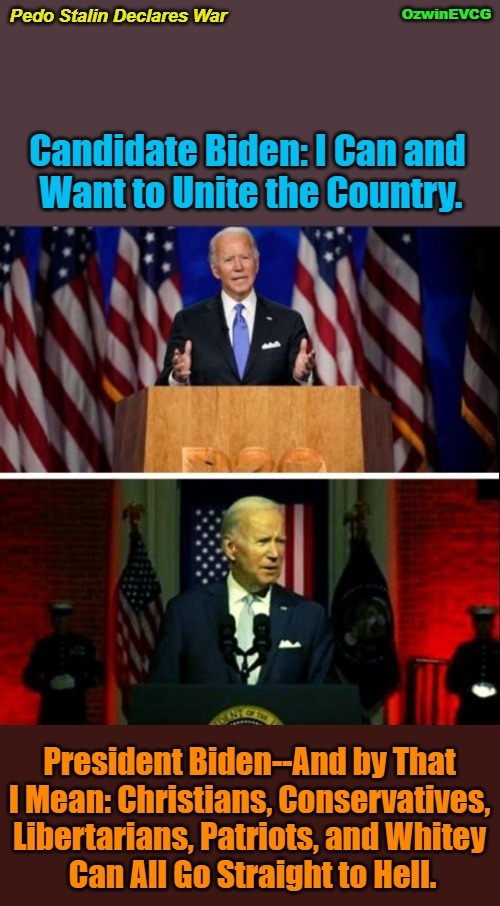 Remembering When Team Pedo Stalin Declared War Upon Over Half the Country During a Speech Called 'Soul of the Nation' | image tagged in pedo stalin,team pedo stalin,biden's handlers,occupied usa,soul of the nation,biden speech | made w/ Imgflip meme maker