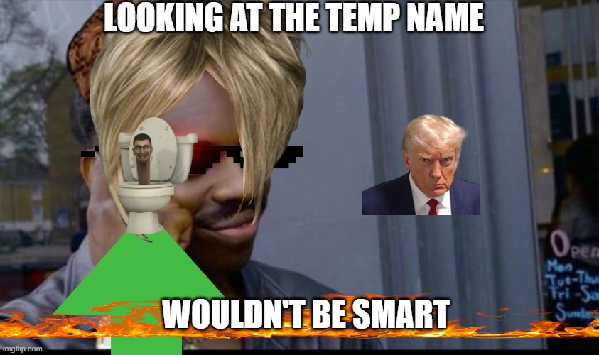 . | LOOKING AT THE TEMP NAME; WOULDN'T BE SMART | made w/ Imgflip meme maker