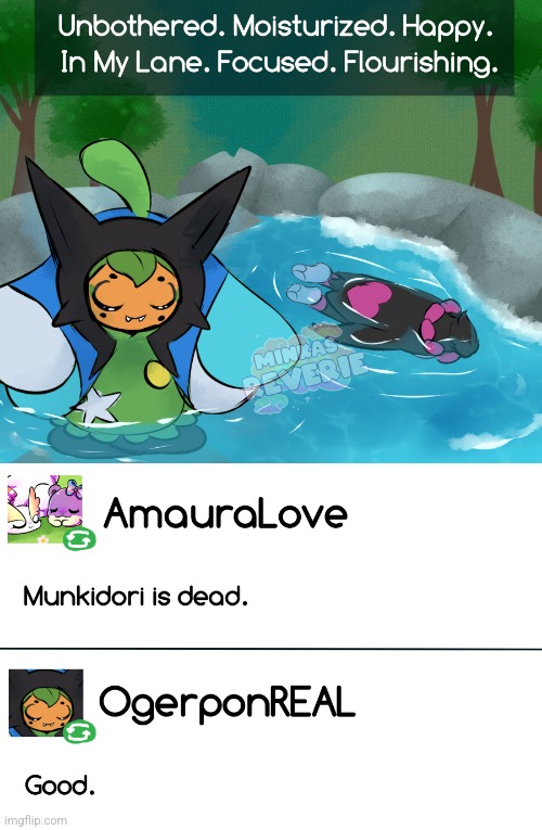 Munkidori is dead (Art by MinkasReverie) | made w/ Imgflip meme maker