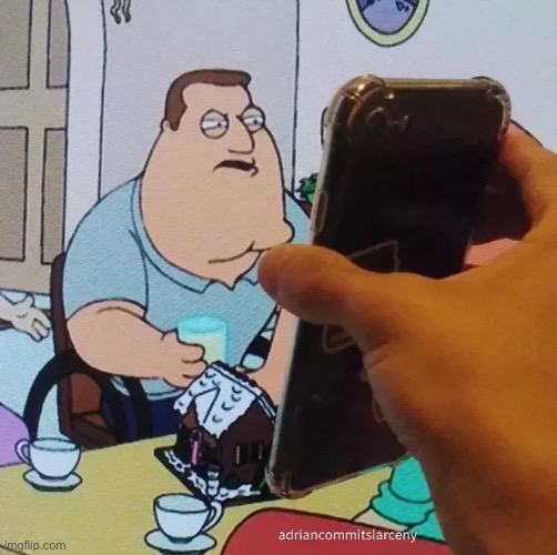 @post above | image tagged in joe swanson looking at phone | made w/ Imgflip meme maker