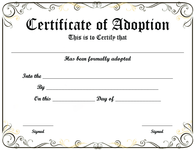 High Quality Certificate of adoption Blank Meme Template