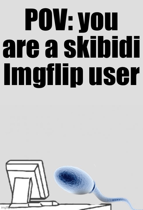 Sperm sitting at computer | POV: you are a skibidi Imgflip user | image tagged in sperm sitting at computer | made w/ Imgflip meme maker