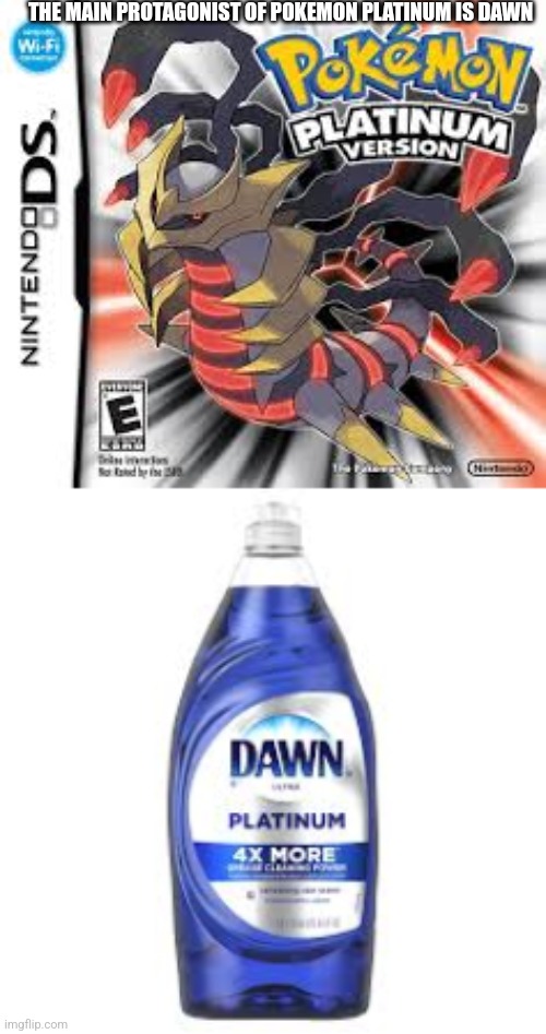 THE MAIN PROTAGONIST OF POKEMON PLATINUM IS DAWN | image tagged in dawn platinum the world | made w/ Imgflip meme maker