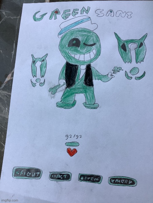 Green sans drawing I made! | image tagged in green sans,drawing,taletale | made w/ Imgflip meme maker