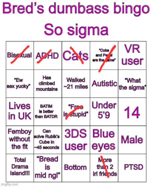 Bred’s stupid bingo | image tagged in bred s stupid bingo | made w/ Imgflip meme maker