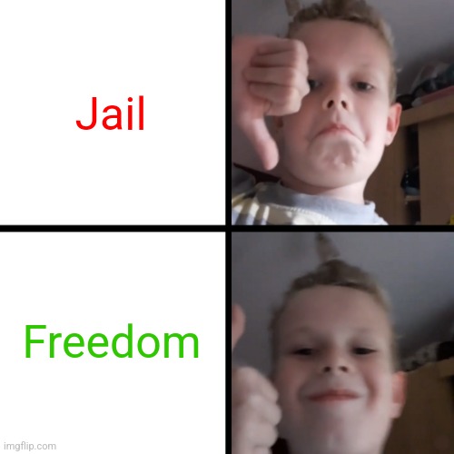 Nobody wants to be in jail. | Jail; Freedom | image tagged in kid like dislike,wants,jail,nobody,choice,meme | made w/ Imgflip meme maker