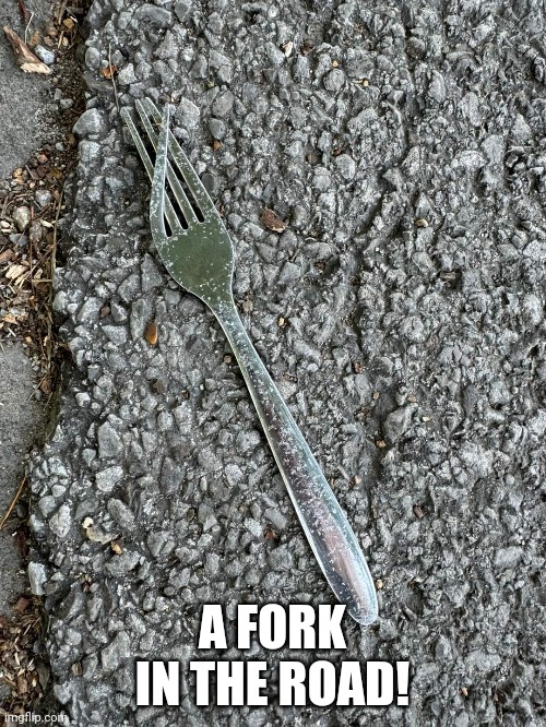 Fork it | A FORK IN THE ROAD! | image tagged in fork | made w/ Imgflip meme maker