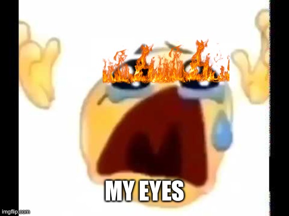 cursed crying emoji | MY EYES | image tagged in cursed crying emoji | made w/ Imgflip meme maker