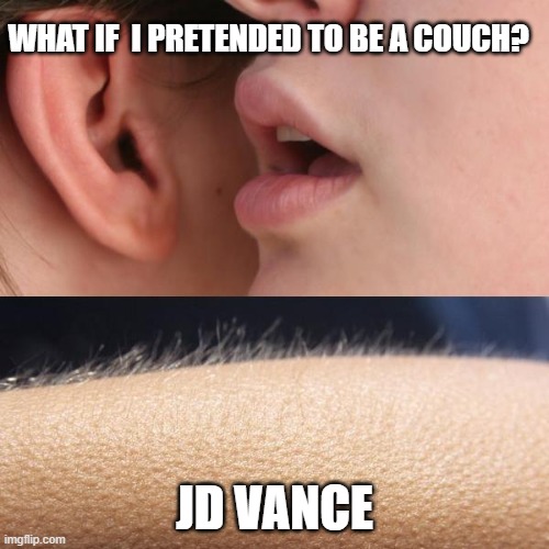 Whisper and Goosebumps | WHAT IF  I PRETENDED TO BE A COUCH? JD VANCE | image tagged in whisper and goosebumps | made w/ Imgflip meme maker