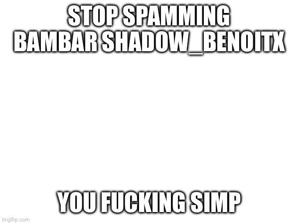 STOP SPAMMING BAMBAR SHADOW_BENOITX; YOU FUCKING SIMP | made w/ Imgflip meme maker