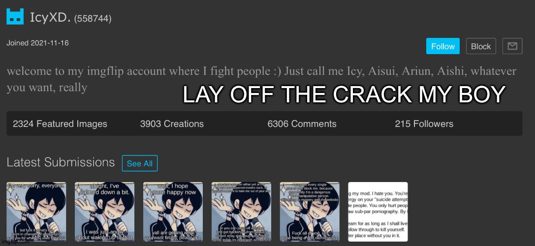 idk why i have his memechat | LAY OFF THE CRACK MY BOY | made w/ Imgflip meme maker