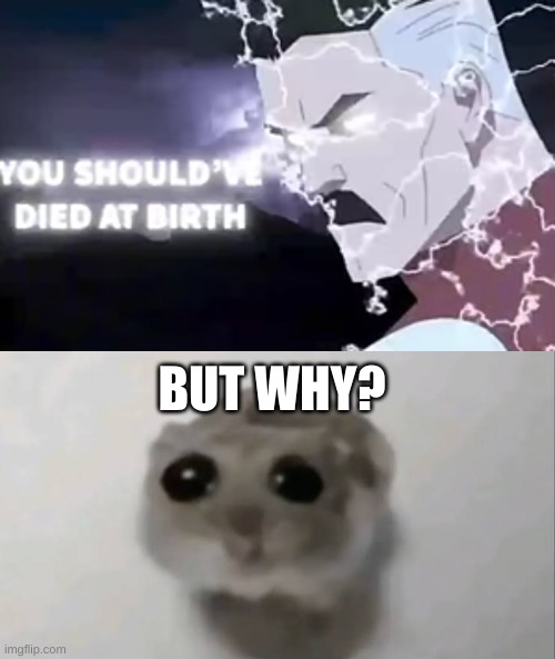 BUT WHY? | image tagged in omni man,sad hamster | made w/ Imgflip meme maker
