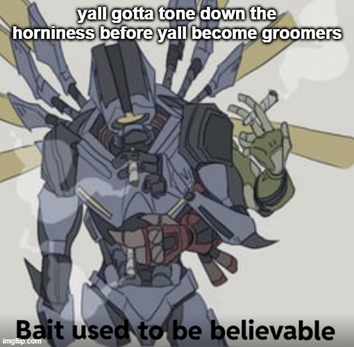 Bait used to be believable | yall gotta tone down the horniness before yall become groomers | image tagged in bait used to be believable | made w/ Imgflip meme maker