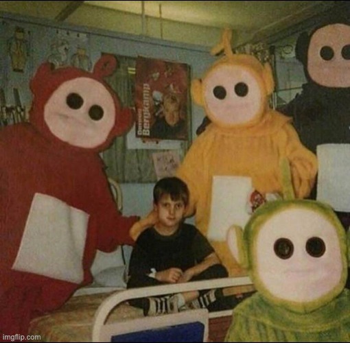 Famous one (teletubby) | image tagged in cursed image | made w/ Imgflip meme maker