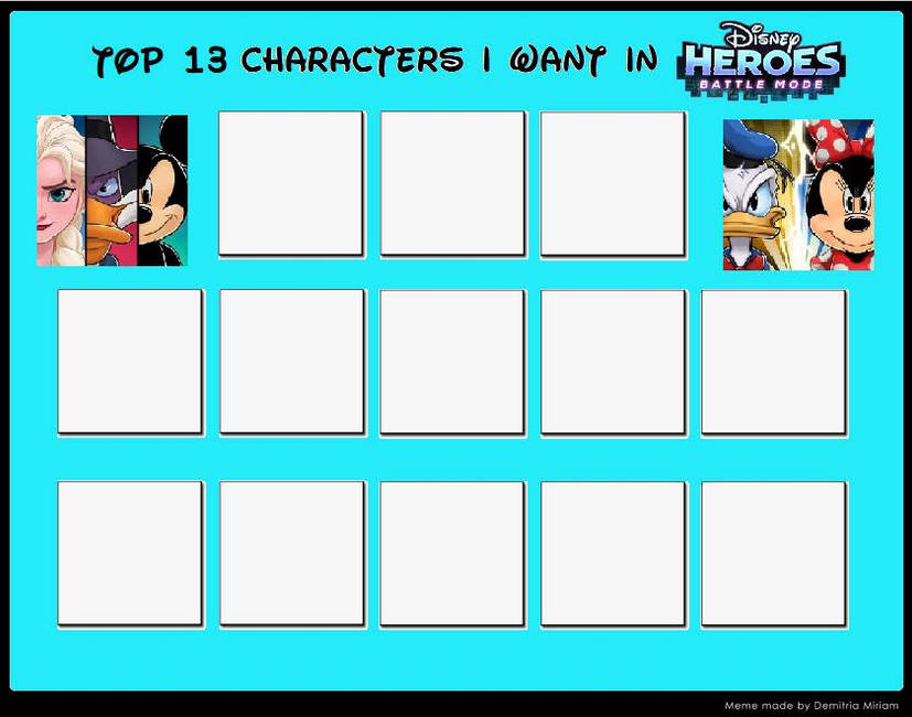 Top 13 Characters I Want in Disney Heroes Battle Mode Blank Meme Template