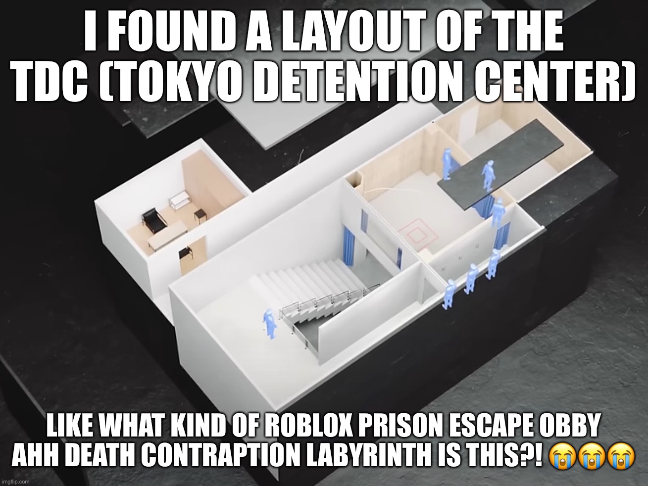 I FOUND A LAYOUT OF THE TDC (TOKYO DETENTION CENTER); LIKE WHAT KIND OF ROBLOX PRISON ESCAPE OBBY AHH DEATH CONTRAPTION LABYRINTH IS THIS?! 😭😭😭 | made w/ Imgflip meme maker