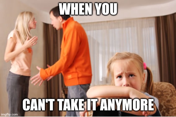 Can't take it anymore | WHEN YOU; CAN'T TAKE IT ANYMORE | image tagged in parents fighting,memes | made w/ Imgflip meme maker