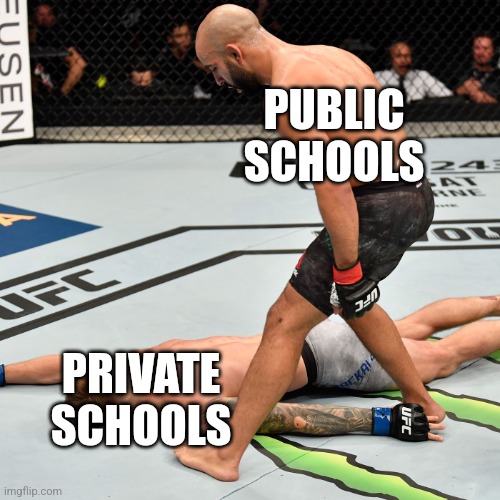 All private schools sucks for real. | PUBLIC
SCHOOLS; PRIVATE
SCHOOLS | image tagged in memes,public,private,school,two,difference | made w/ Imgflip meme maker